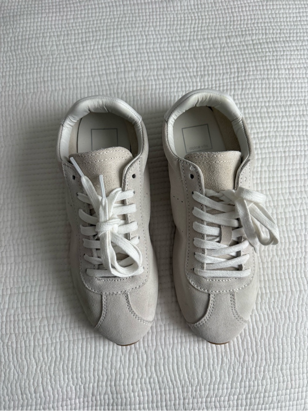 Dolce Vita Serina Off-White Suede Lace-Up Sneakers